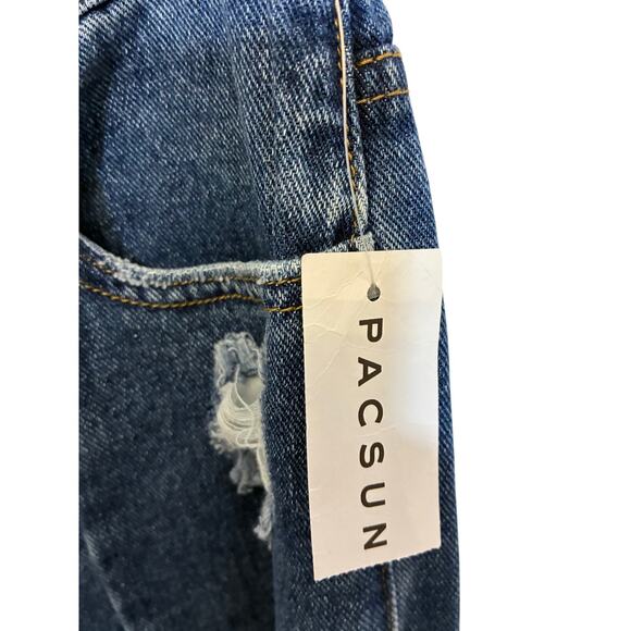 NWT PacSun Baggy Jeans M Rodeo Wash Faux Distressed Wide Leg Women's 26 Modest - Picture 2 of 4